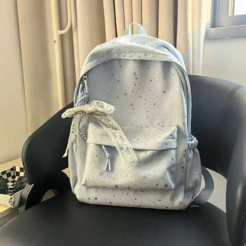 14 Inch School Backpack Star Print Nylon Casual Daypack