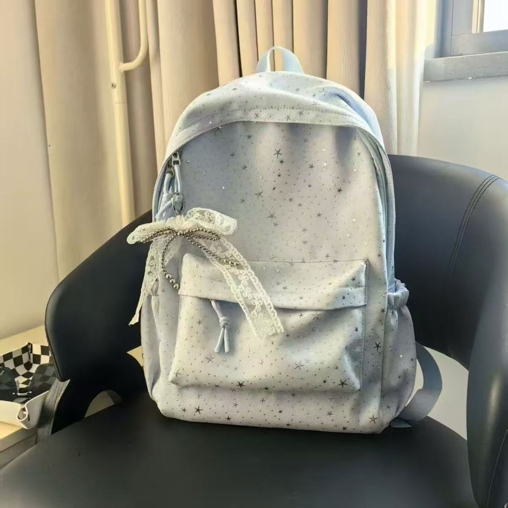 14 Inch School Backpack Star Print Nylon Casual Daypack